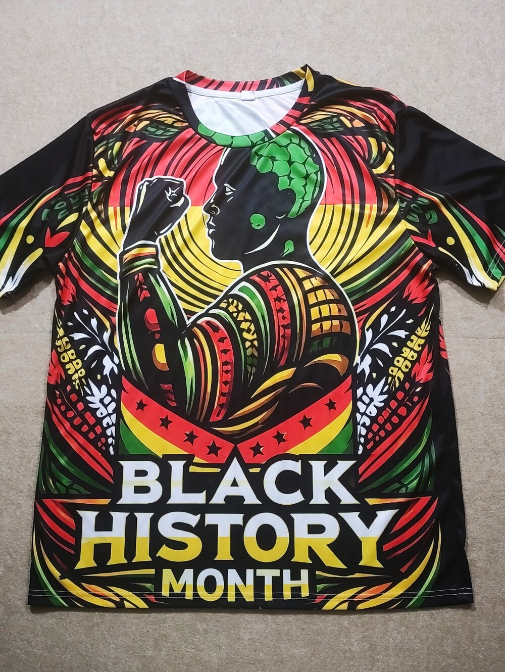Black History Month Graphic Men's Shirt - Red, Yellow & Green -R